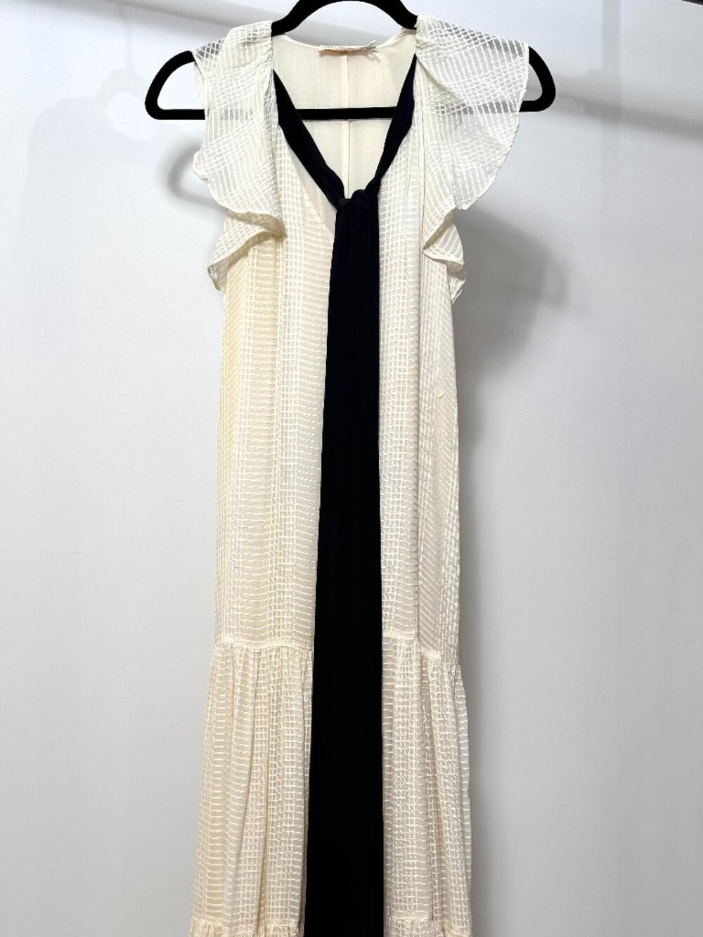 Tory Burch Ivory Textured Tiered Maxi Dress
